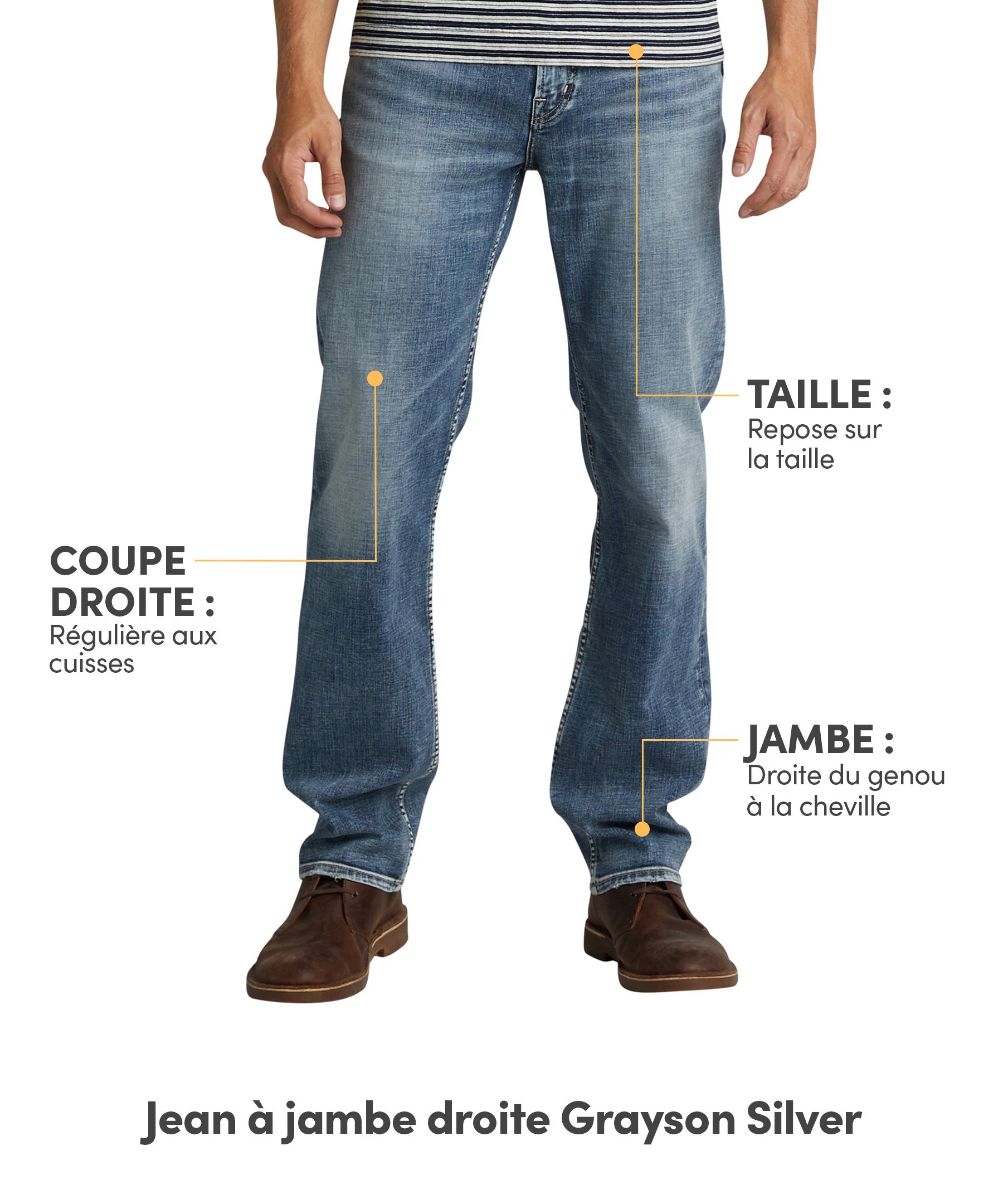 Jean Silver à jambe droite et à coupe confortable au fini délavé moyen, pour hommes, Grayson