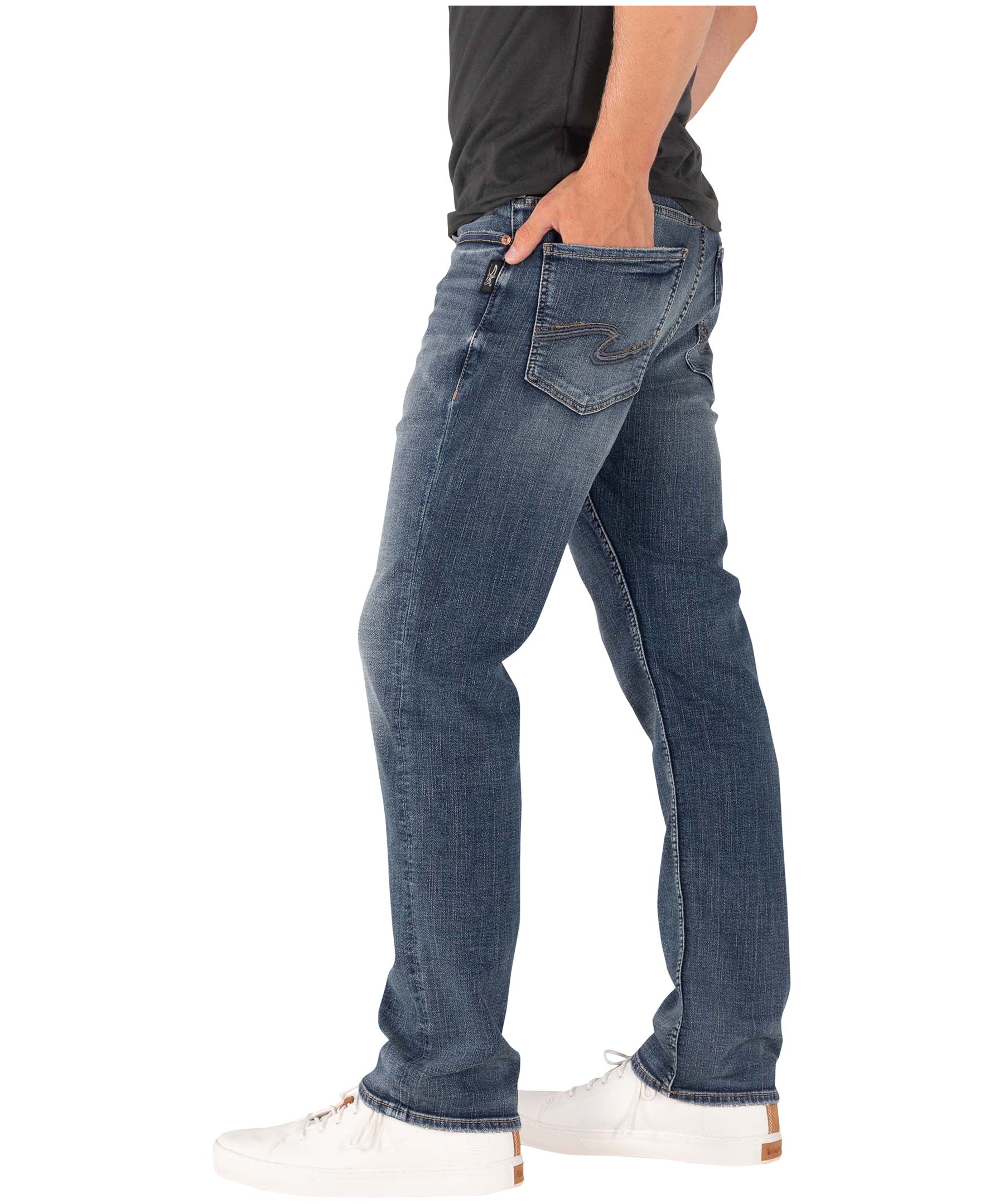 Jean Silver à jambe droite et à coupe confortable au fini délavé foncé, pour hommes, Grayson