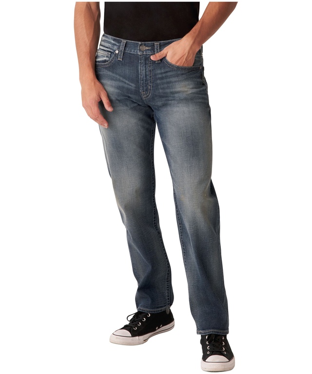 Jeans Silver amples de Hunter pour hommes, avec jambe droite et finition lavée foncée