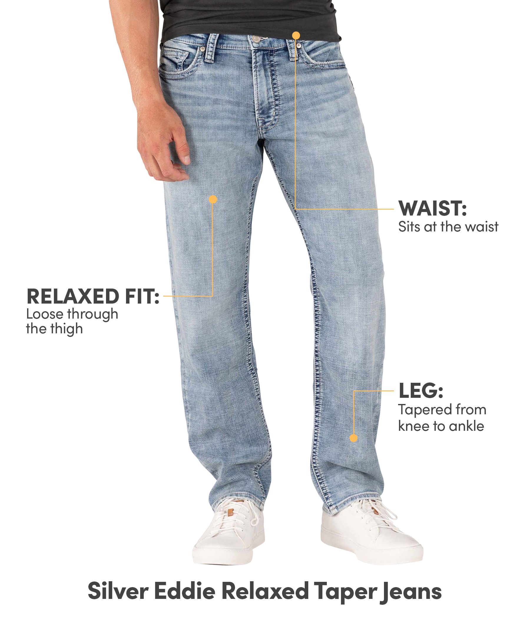 Silver Men's Eddie Athletic Fit Tapered Leg Jeans