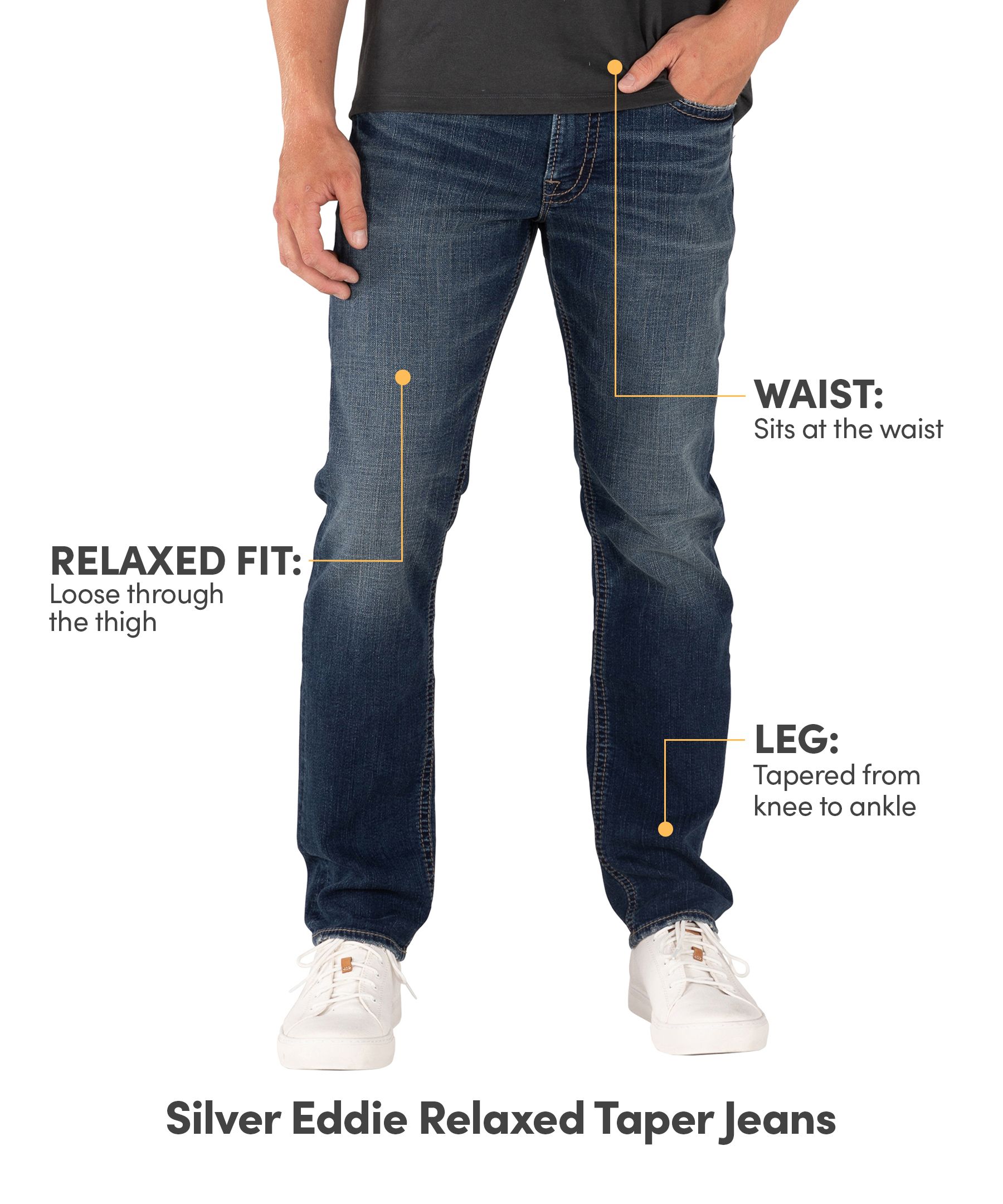 Silver Men's Eddie Mid Rise Athletic Fit Tapered Leg Jeans