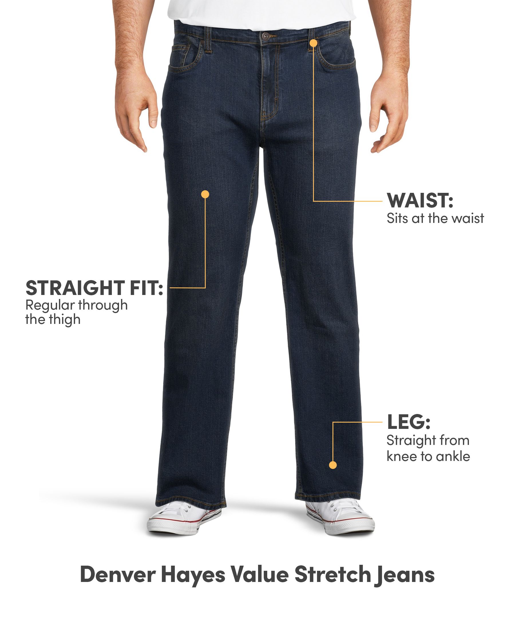 Denver Hayes Men's Value Stretch Straight Fit Jeans