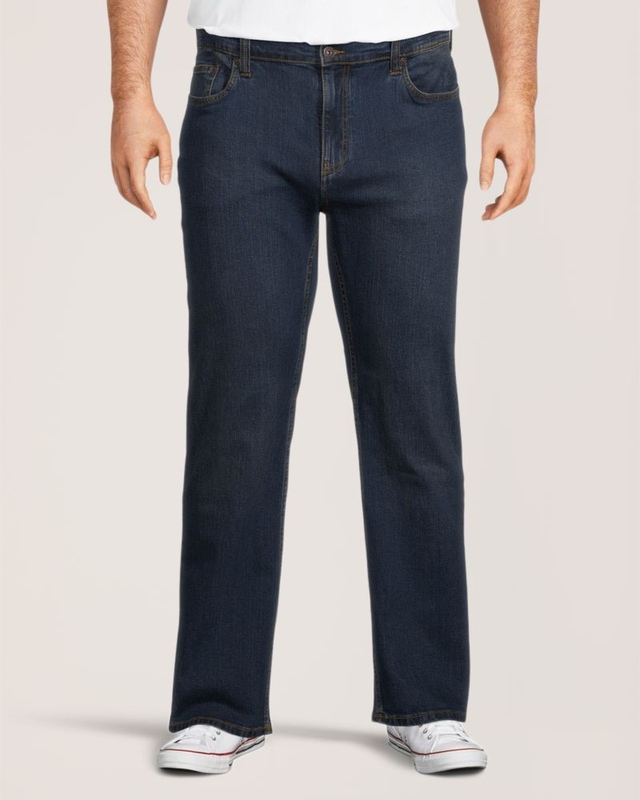 Jeans abordables extensibles à 4 sens à jambe droite Denver Hayes pour hommes - Délavé foncé