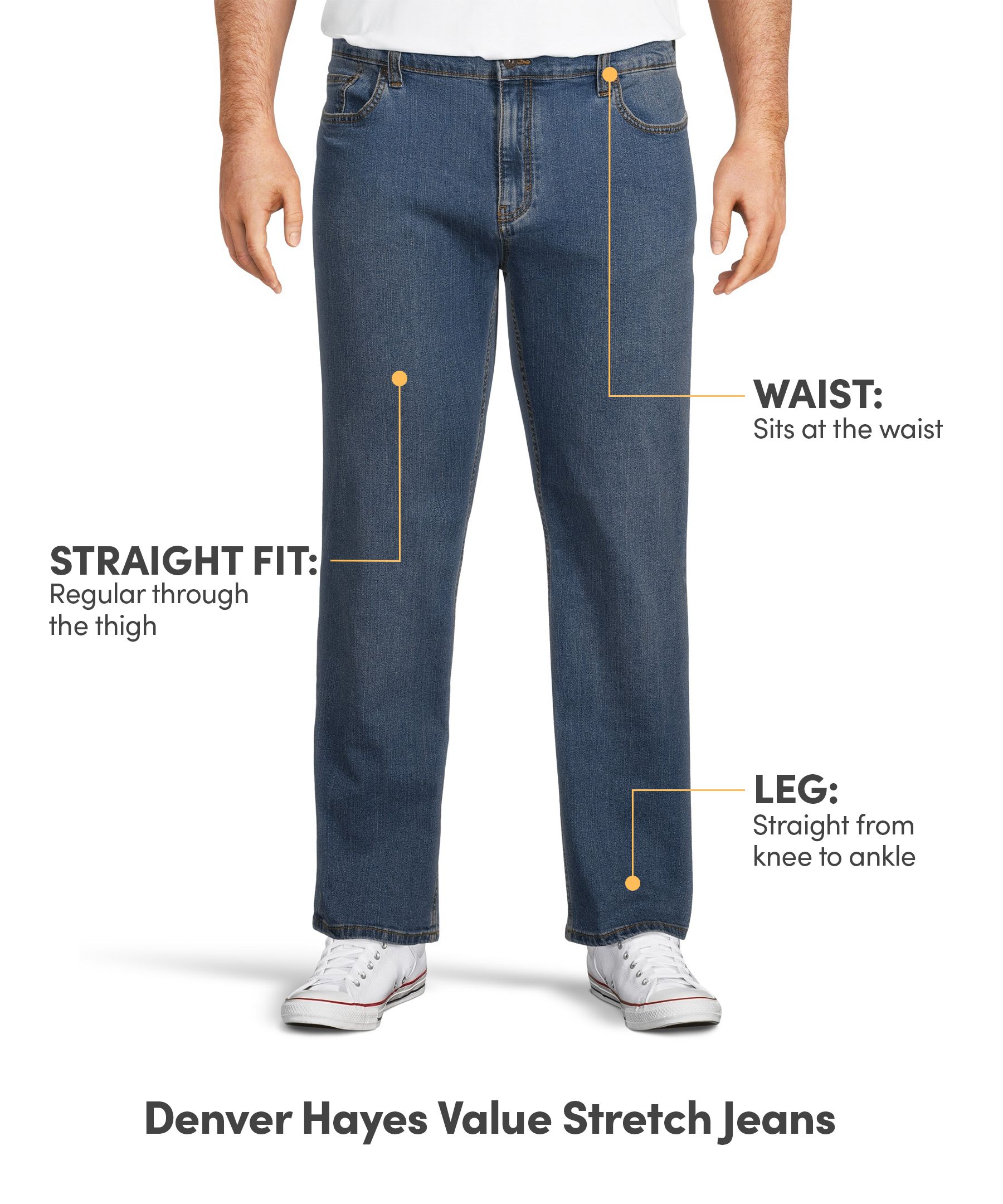 Denver Hayes Men's Value Stretch Straight Fit Jeans