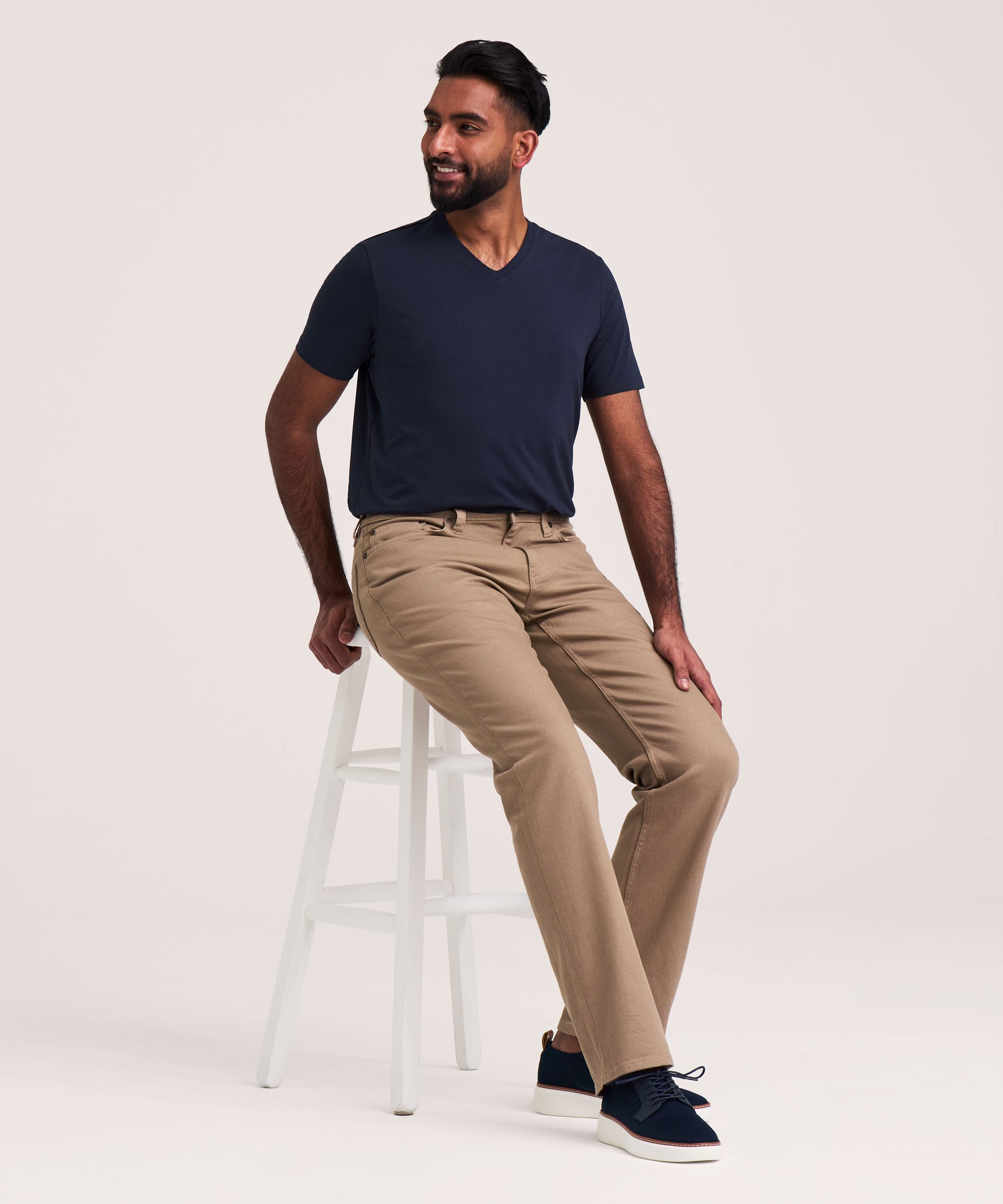 Jeans extensibles abordables à jambe droite Denver Hayes - Havane