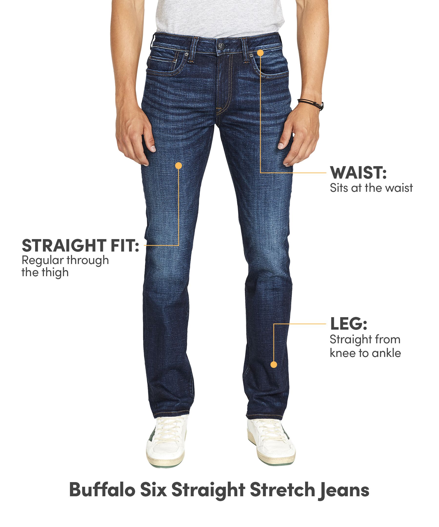 Buffalo Men's Six Straight Leg Stretch Jeans