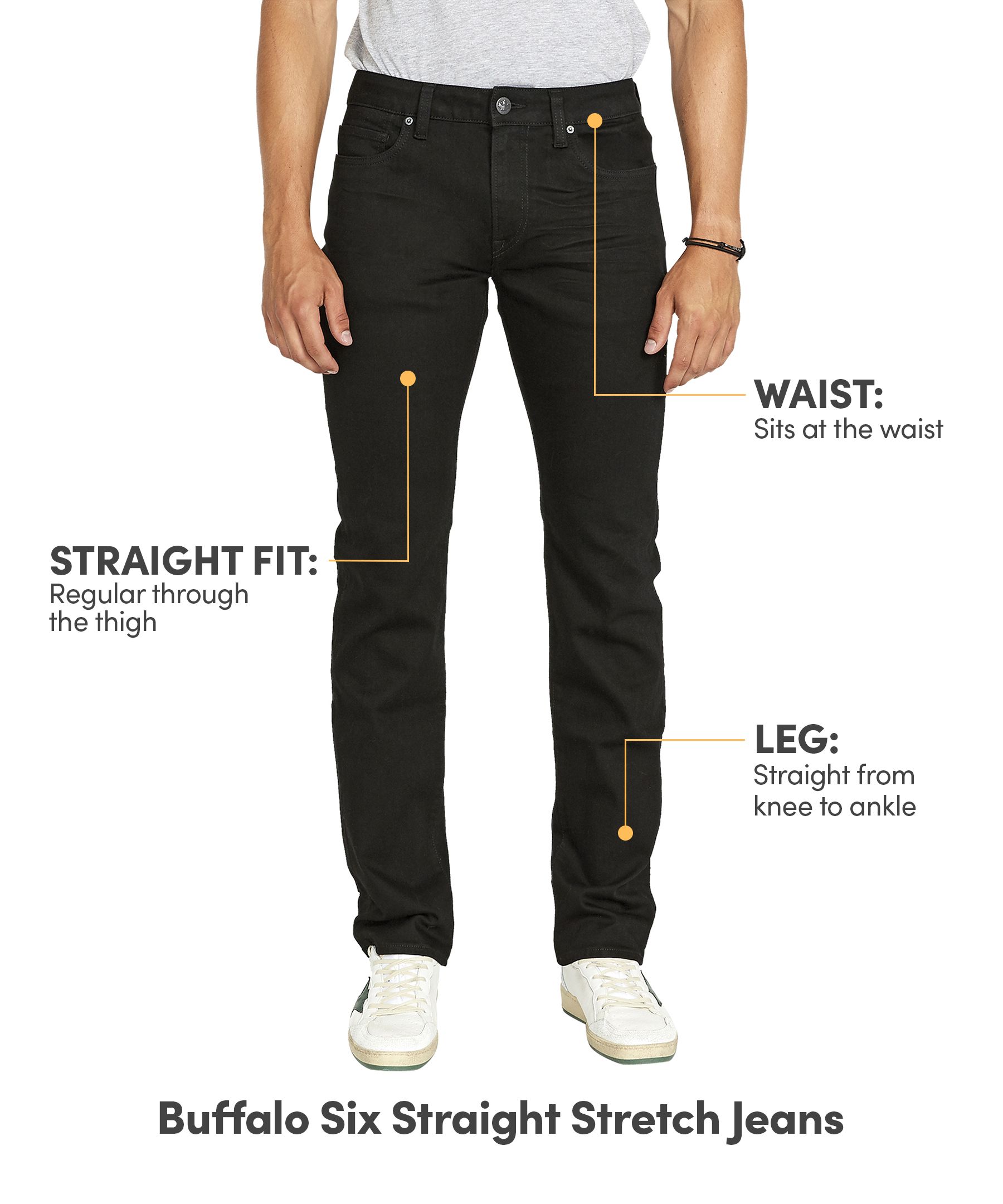 Buffalo Men's Six Stretch Mid Rise Straight Jeans