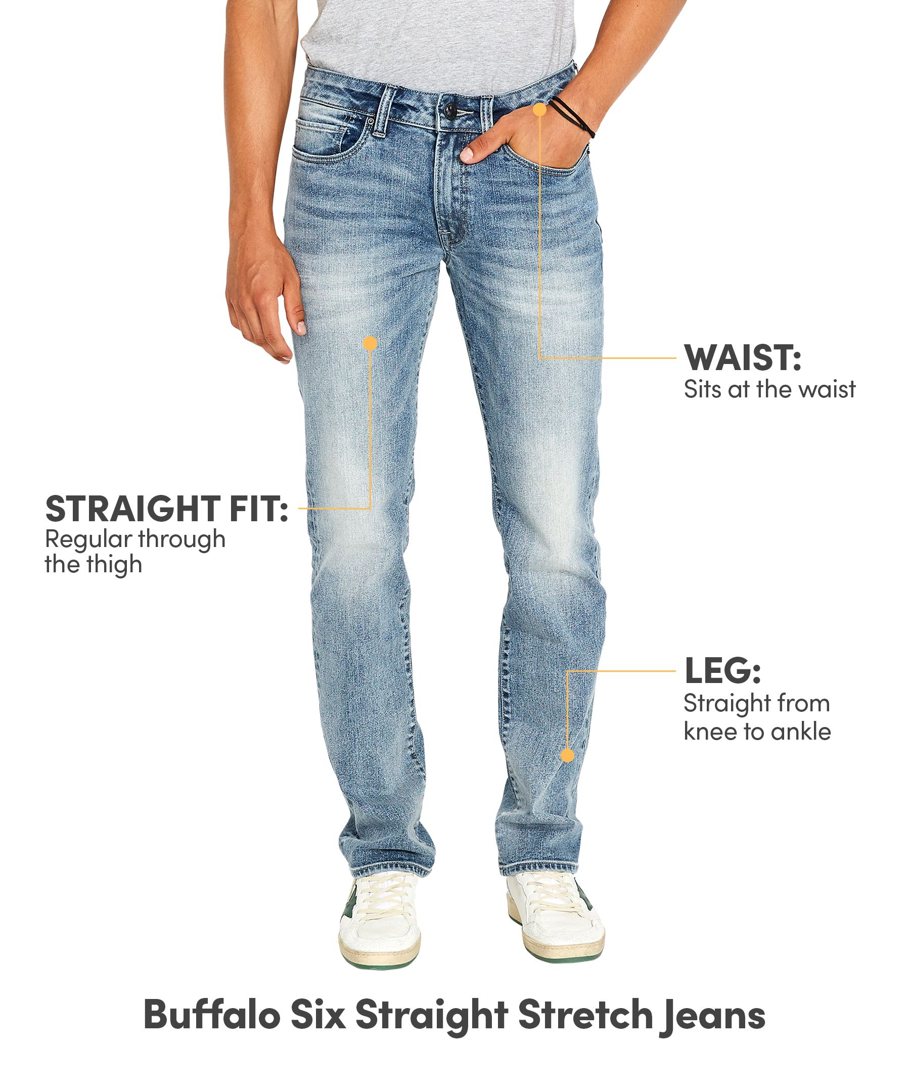 Buffalo Men's Six Straight Leg Stretch Jeans