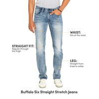 Buffalo Men's Six Straight Leg Stretch Jeans