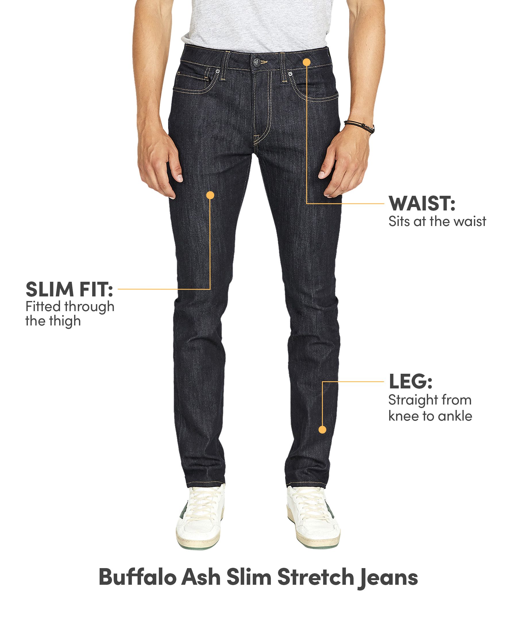 Buffalo Men's Ash Slim Stretch Rinse Jeans