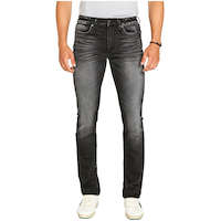 Jean extensible Buffalo à coupe étroite au délavé noir décoloré pour hommes, Ash Front_Flat