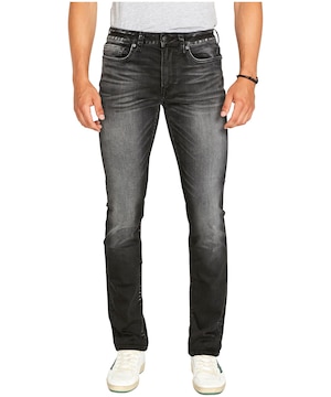 Jean extensible Buffalo à coupe étroite au délavé noir décoloré pour hommes, Ash