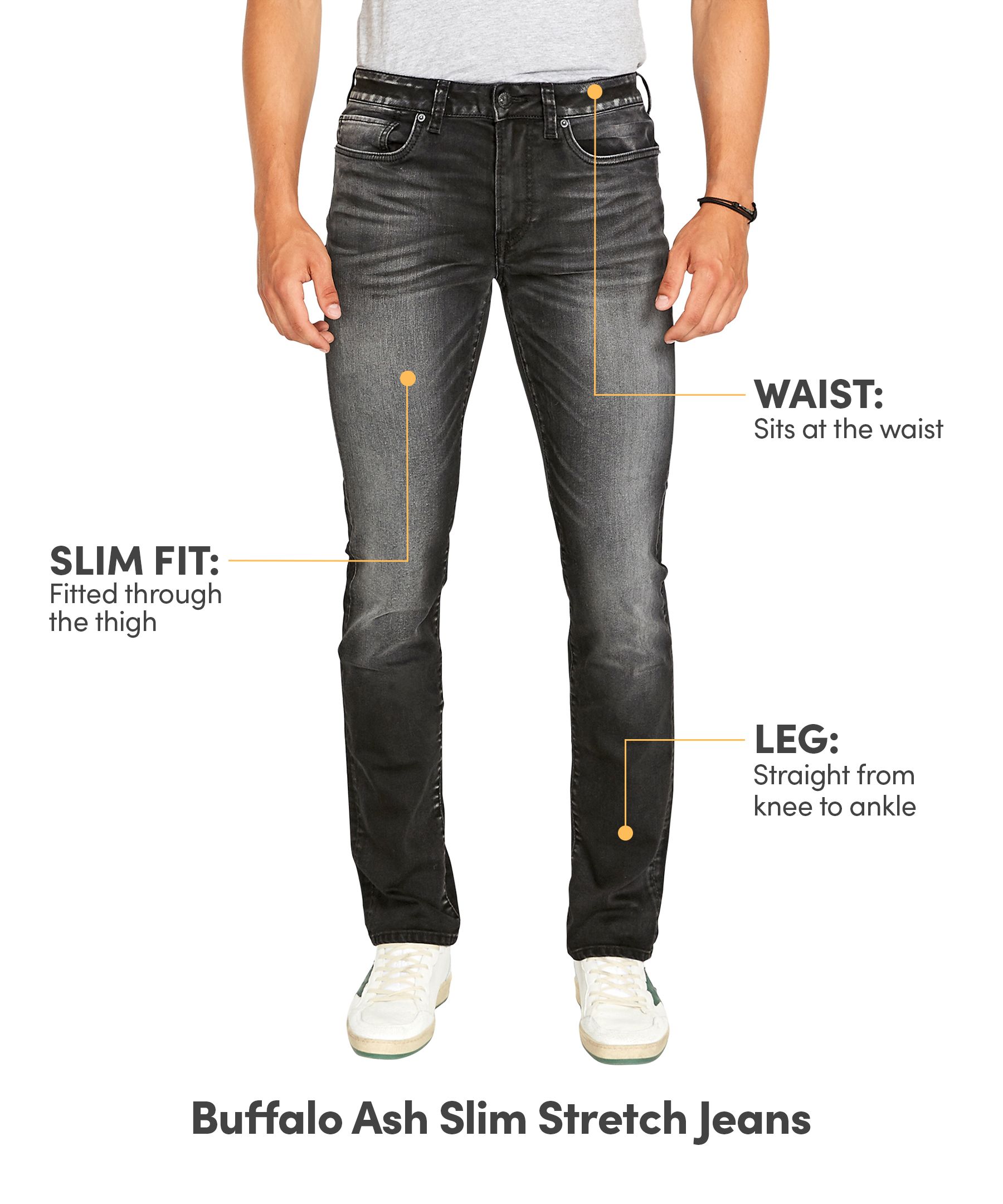 Buffalo Men's Ash Slim Stretch Faded Jeans