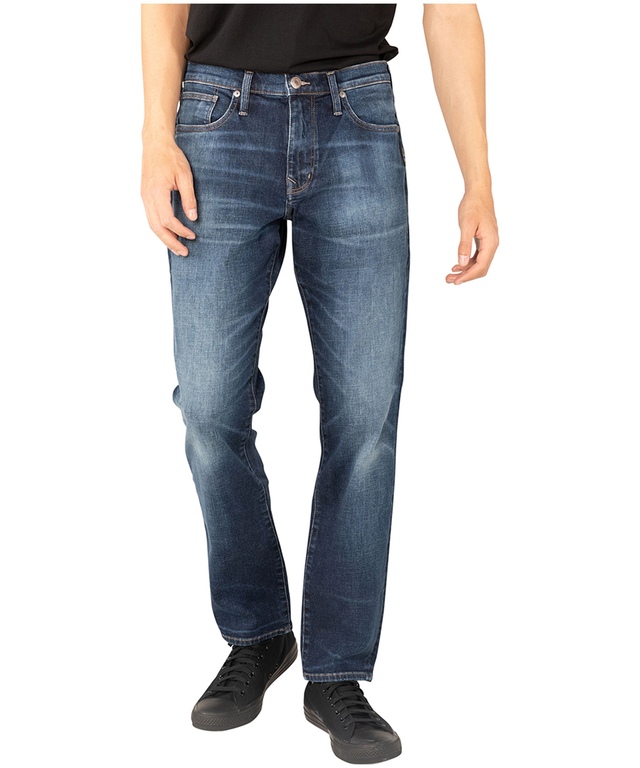 Jean à coupe droite classique et taille mi-basse pour hommes, Machray, Silver - Délavé foncé