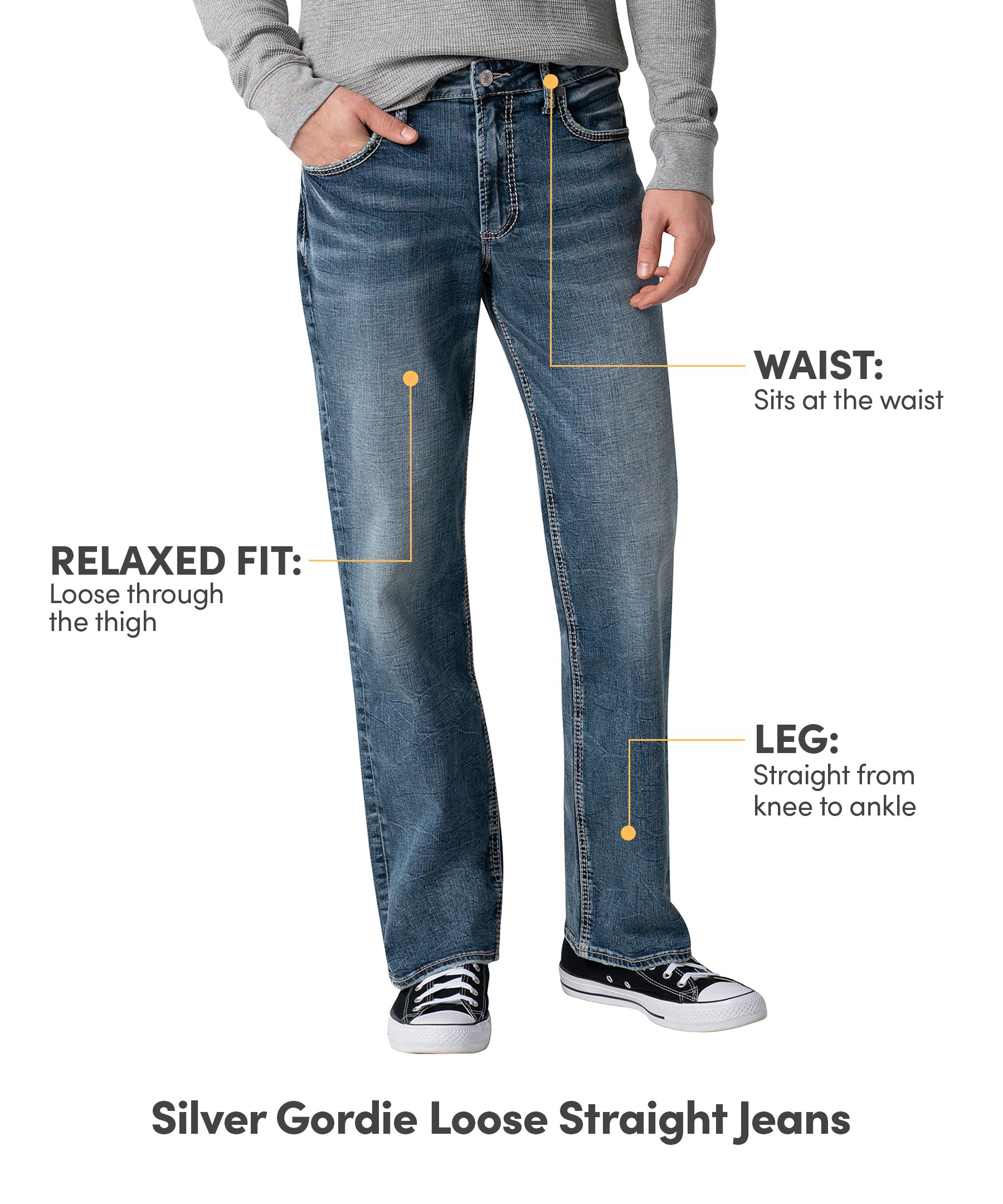 Silver Men's Gordie Loose Fit Straight Leg Jeans