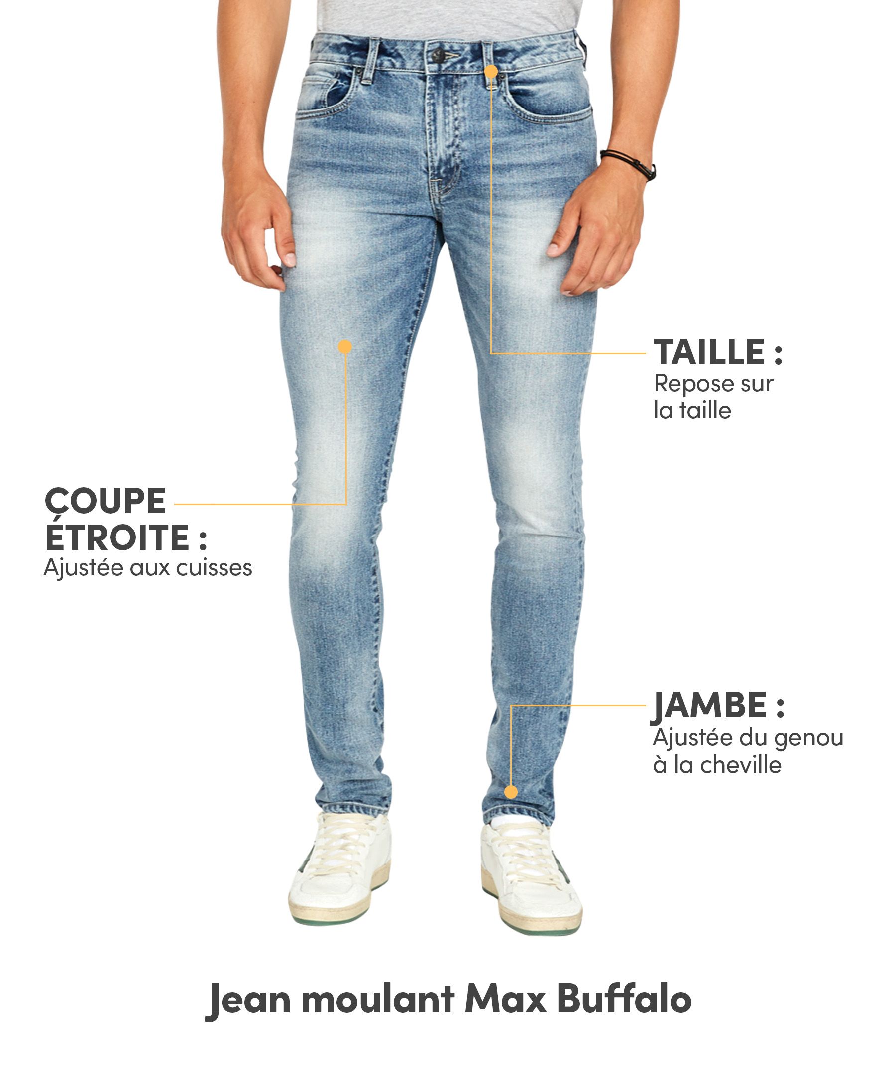 Jean moulant pour hommes, Max, Buffalo