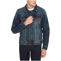 Black Bull Men's Kelvin Denim Trucker Jacket - Dark Wash Front_Flat
