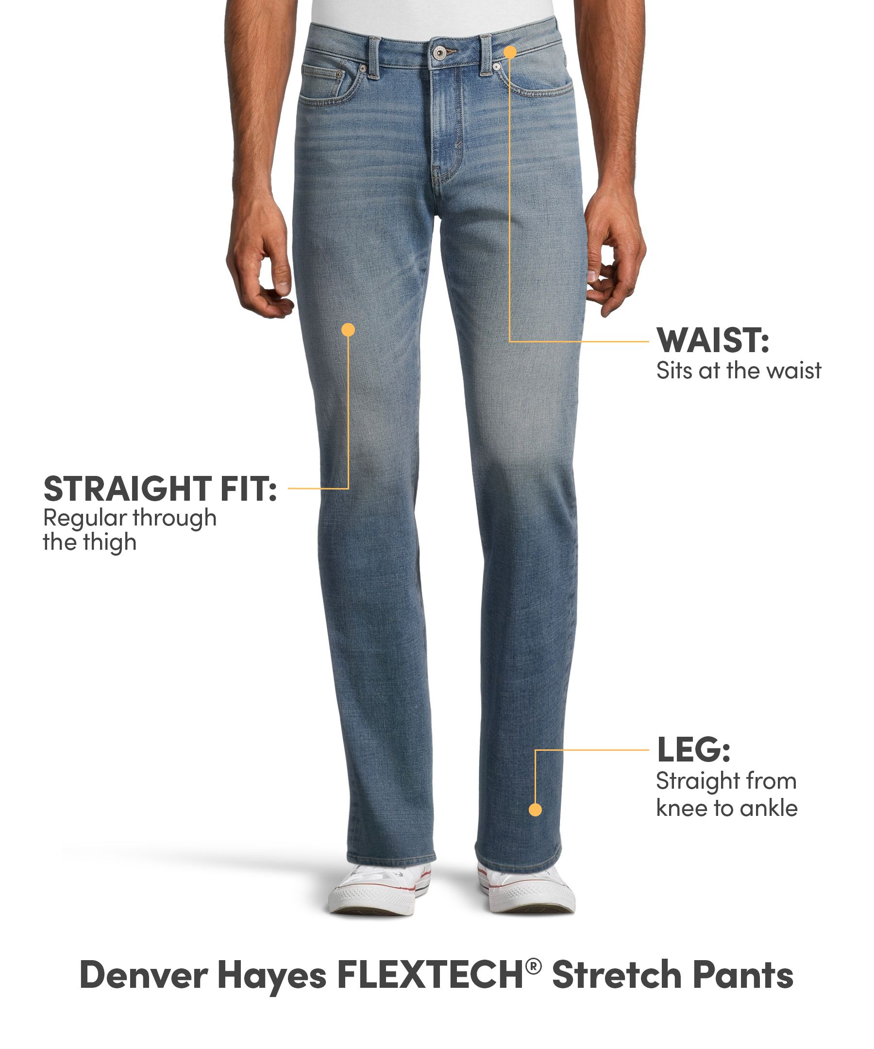 Denver Hayes Men's FLEXTECH Straight Fit 4-Way Stretch Jeans