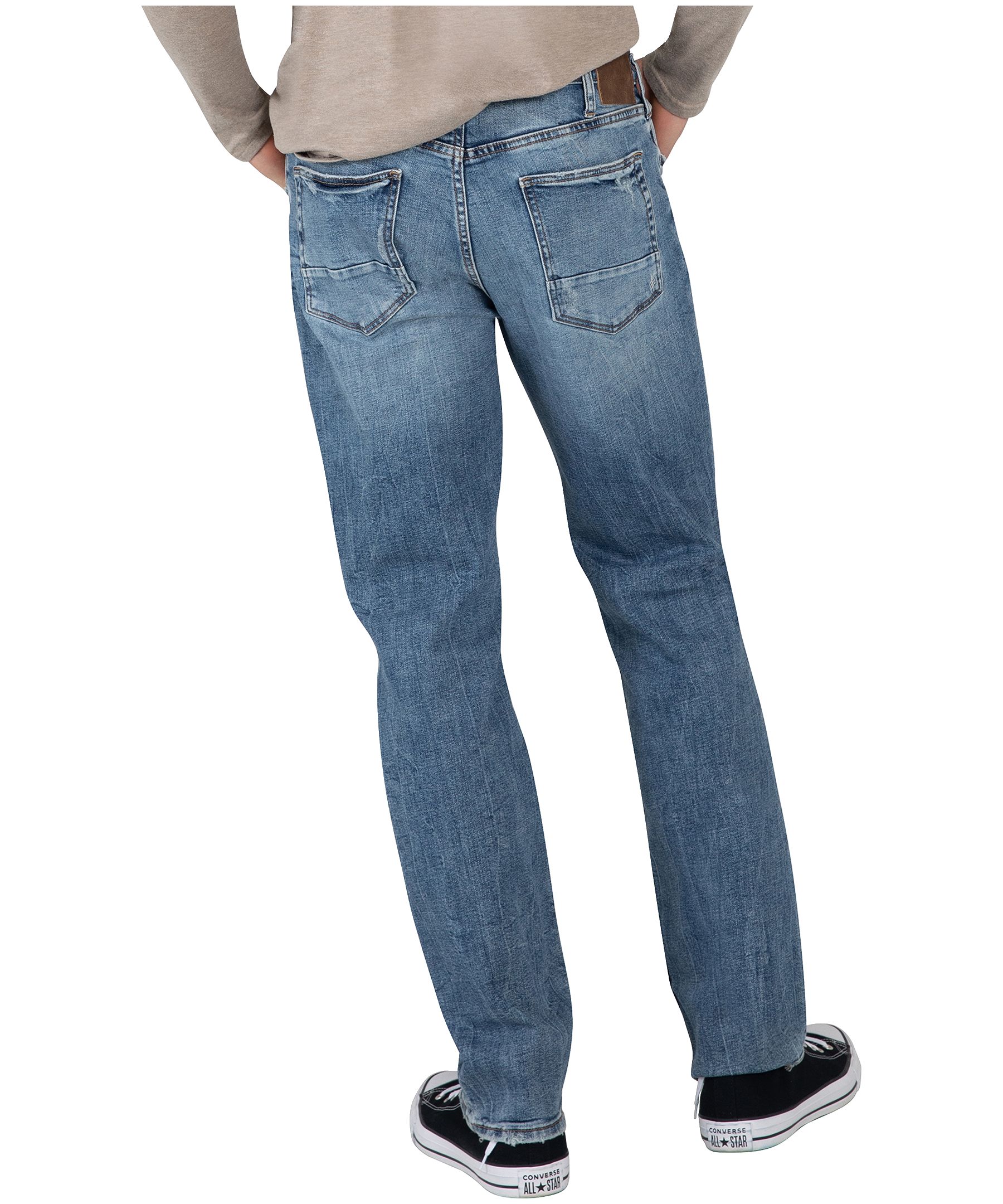Jean surdimensionné au fini usé à jambe droite et coupe classique pour hommes, Machray, Silver Jeans