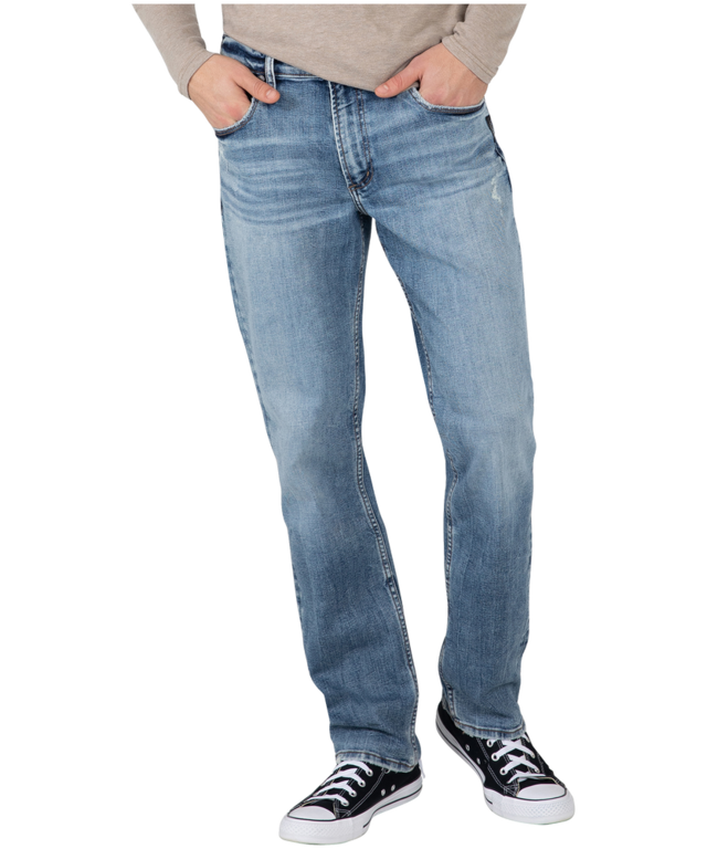 Jean surdimensionné au fini usé à jambe droite et coupe classique pour ...