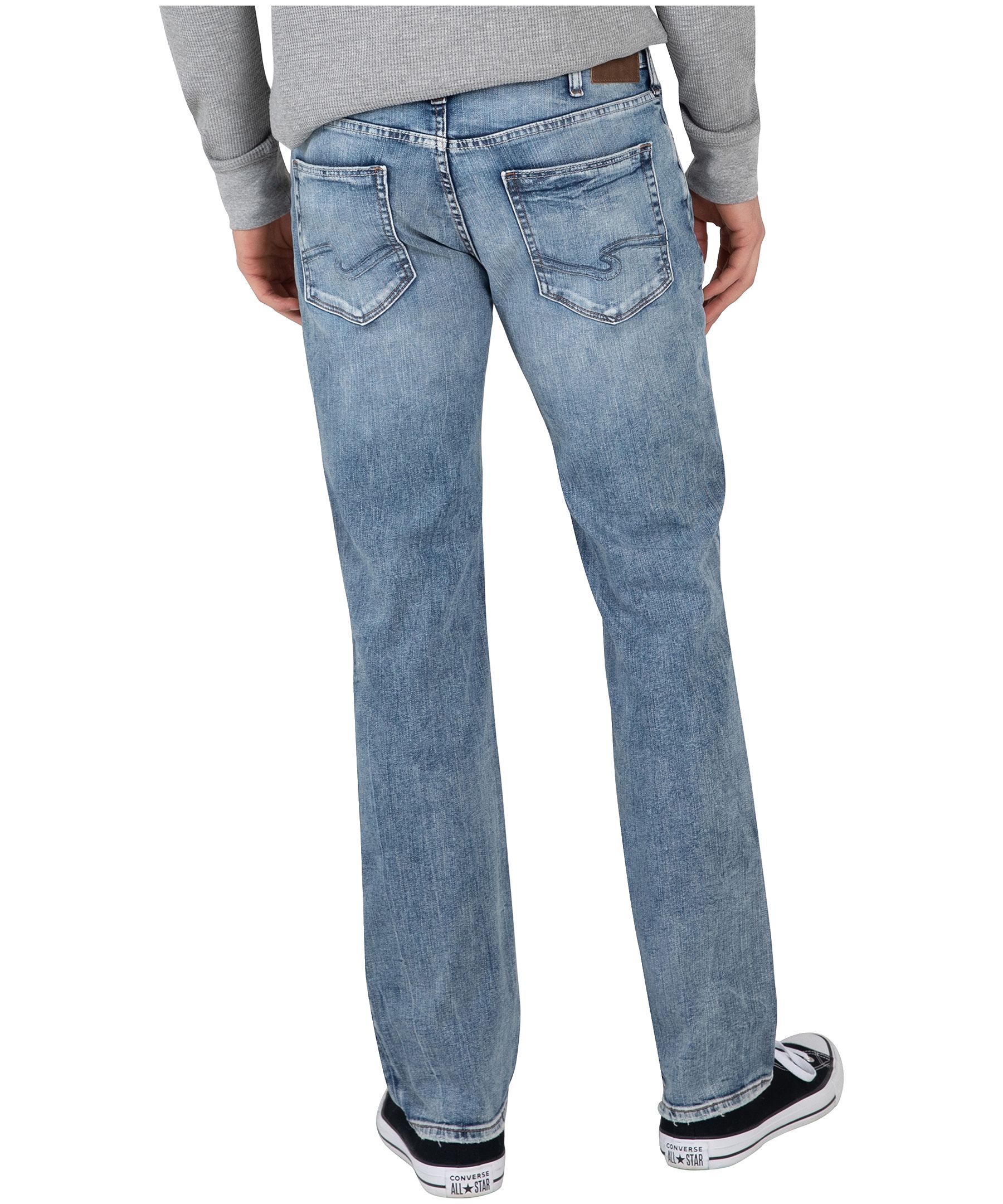 Silver Men's Allan Slim Straight Fit Mid Rise Stretch Denim Jeans