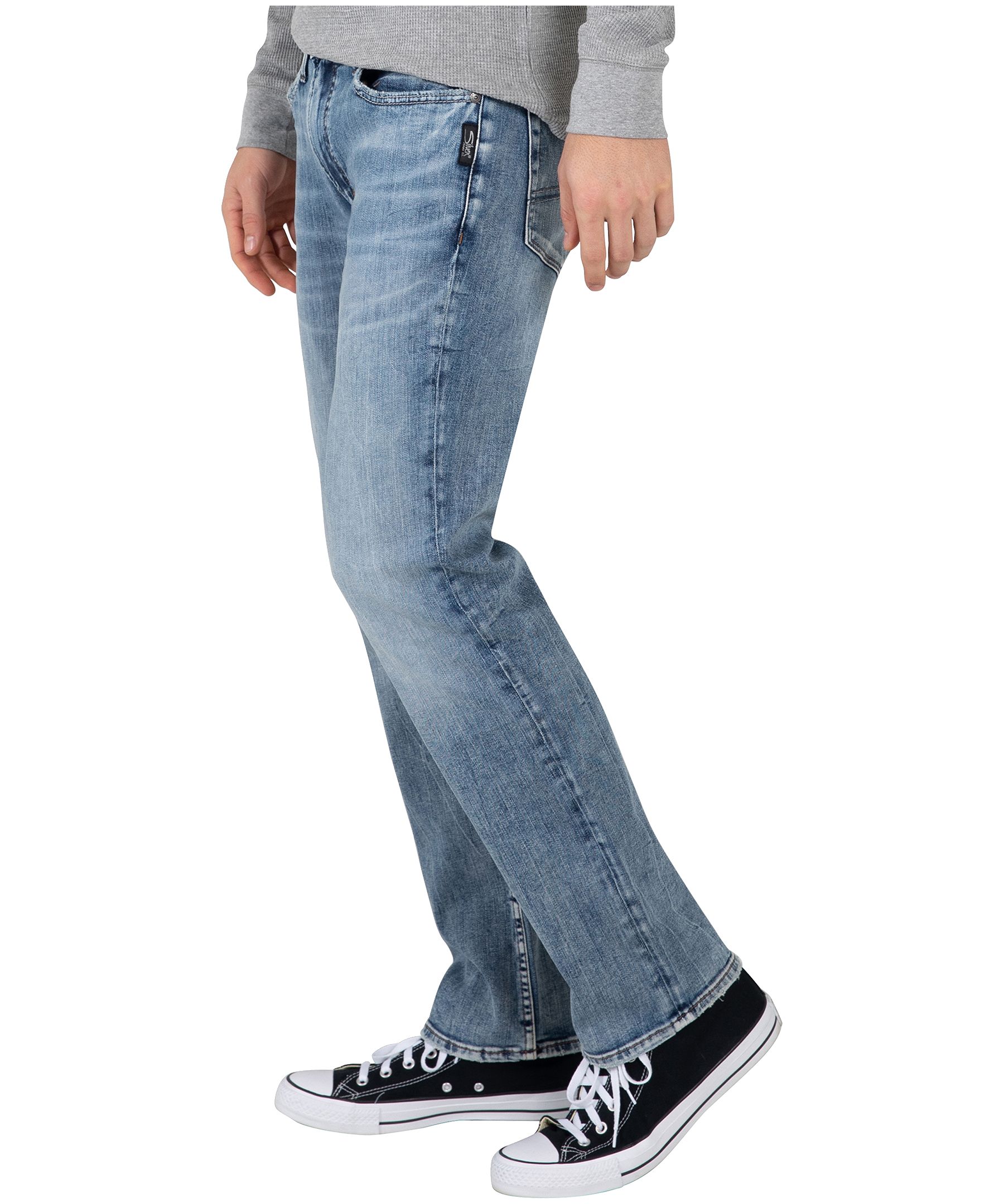 Silver Men's Allan Slim Straight Fit Mid Rise Stretch Denim Jeans