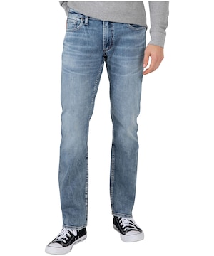 Silver Jean étroit à jambe droite pour hommes, Allan, délavé clair