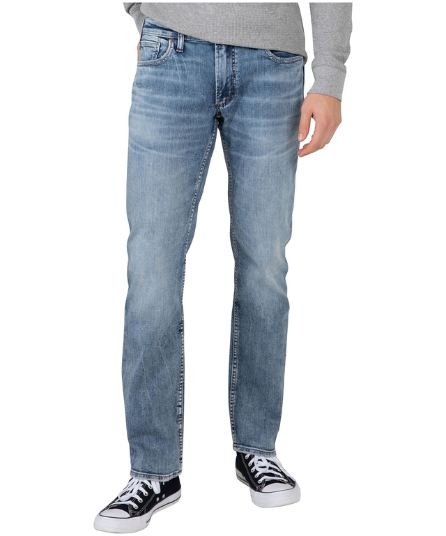 Silver Jean étroit à jambe droite pour hommes, Allan, délavé clair