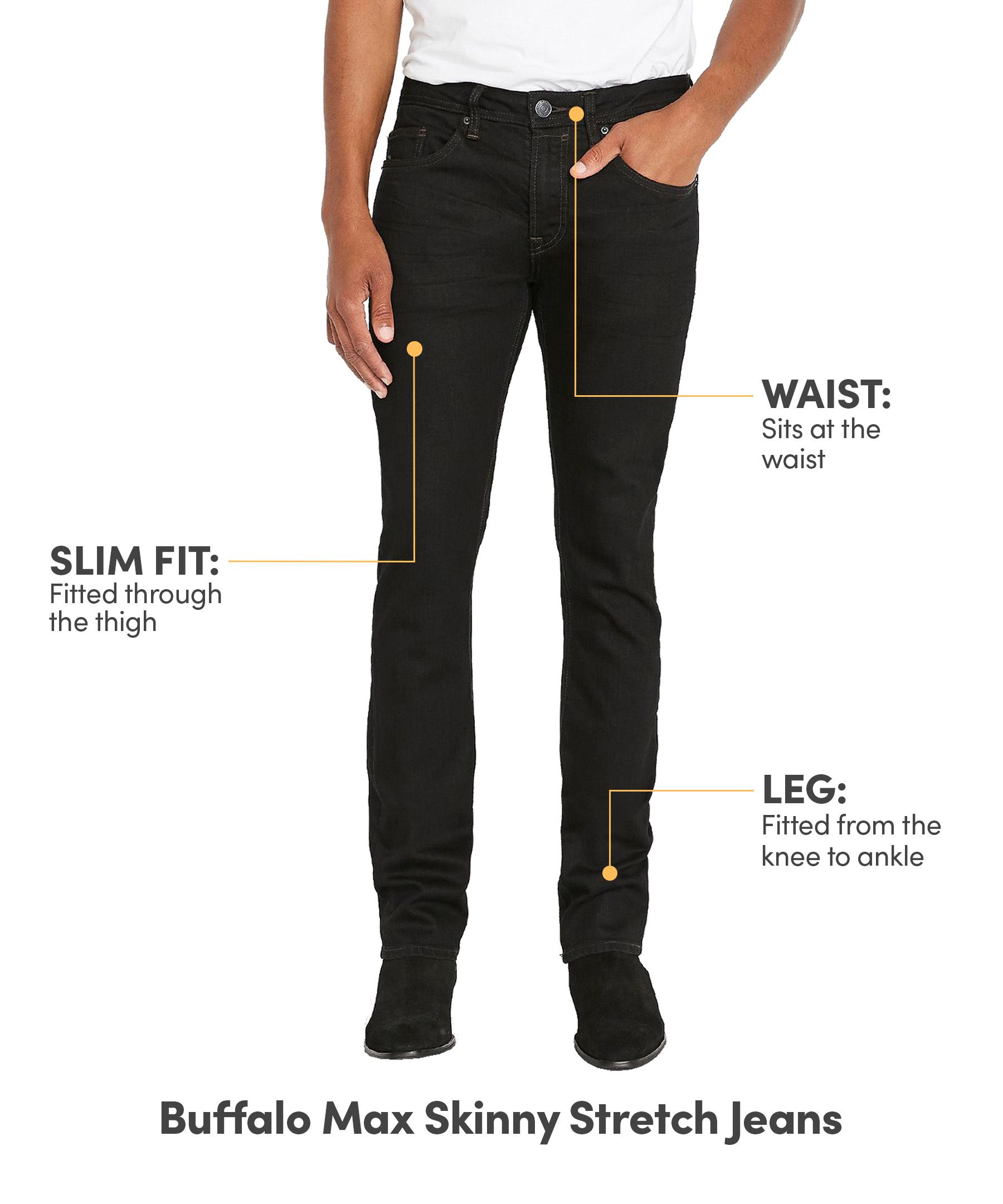 Buffalo Men's Max Mid Rise Skinny Stretch Jeans