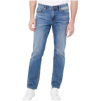Jean extensible à coupe régulière légèrement fuselée pour hommes, Mad, Black Bull Front_Flat