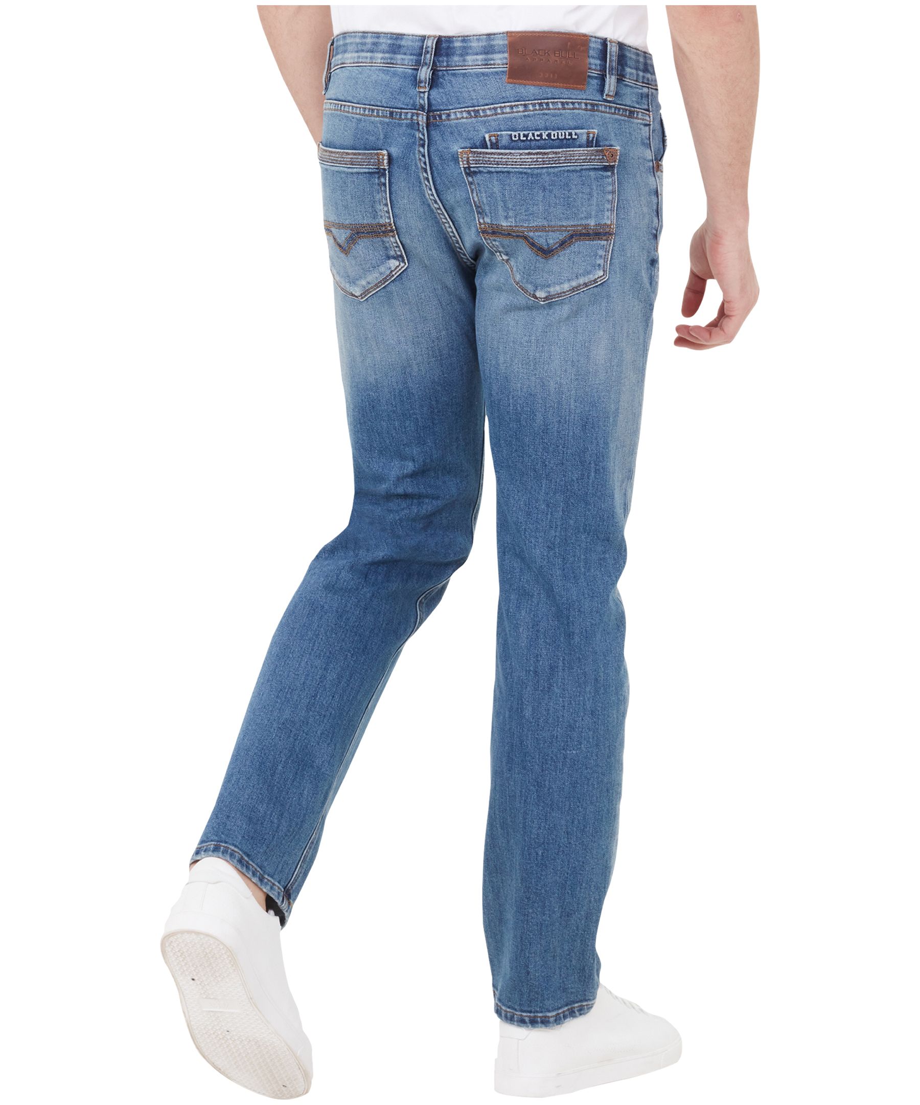 Jean extensible à coupe régulière légèrement fuselée pour hommes, Mad, Black Bull