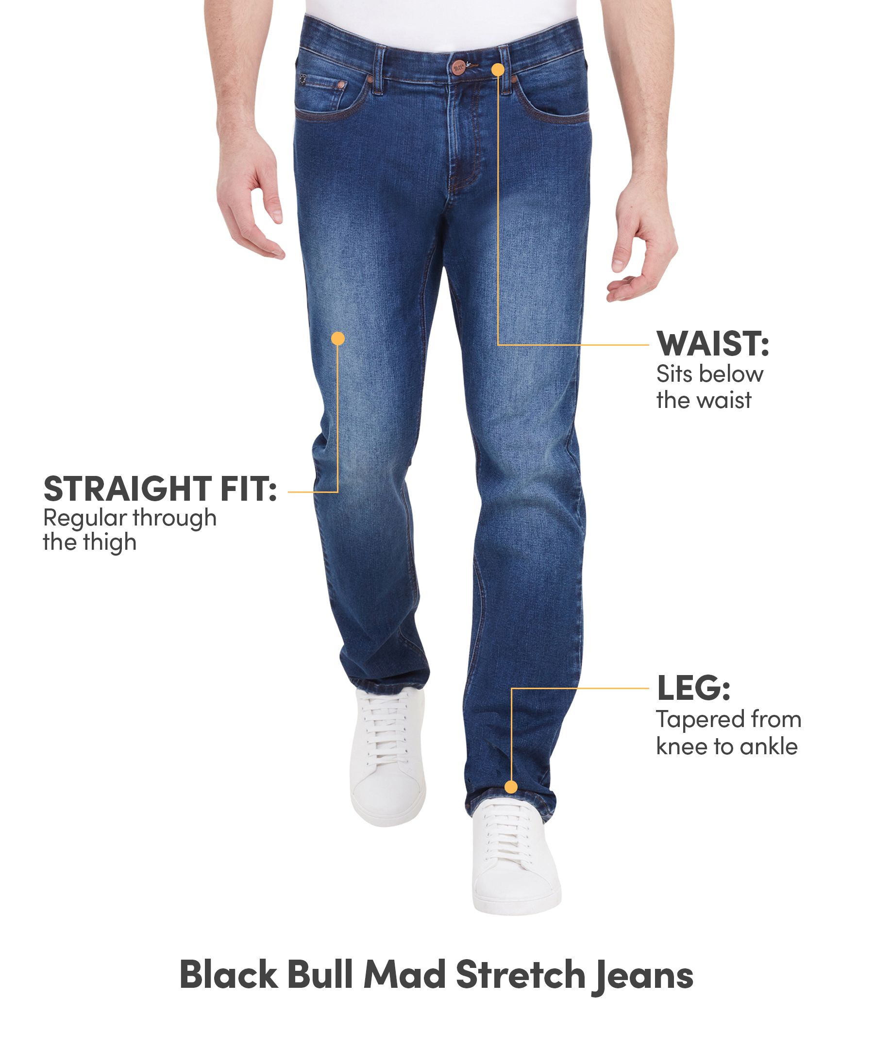 Black Bull Men's Mad Regular Fit Low Rise Stretch Denim Jeans