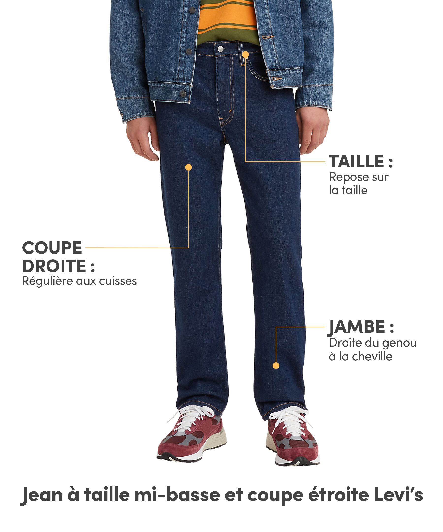 Jean étroit à jambe droite et taille mi-basse pour hommes, Levi's