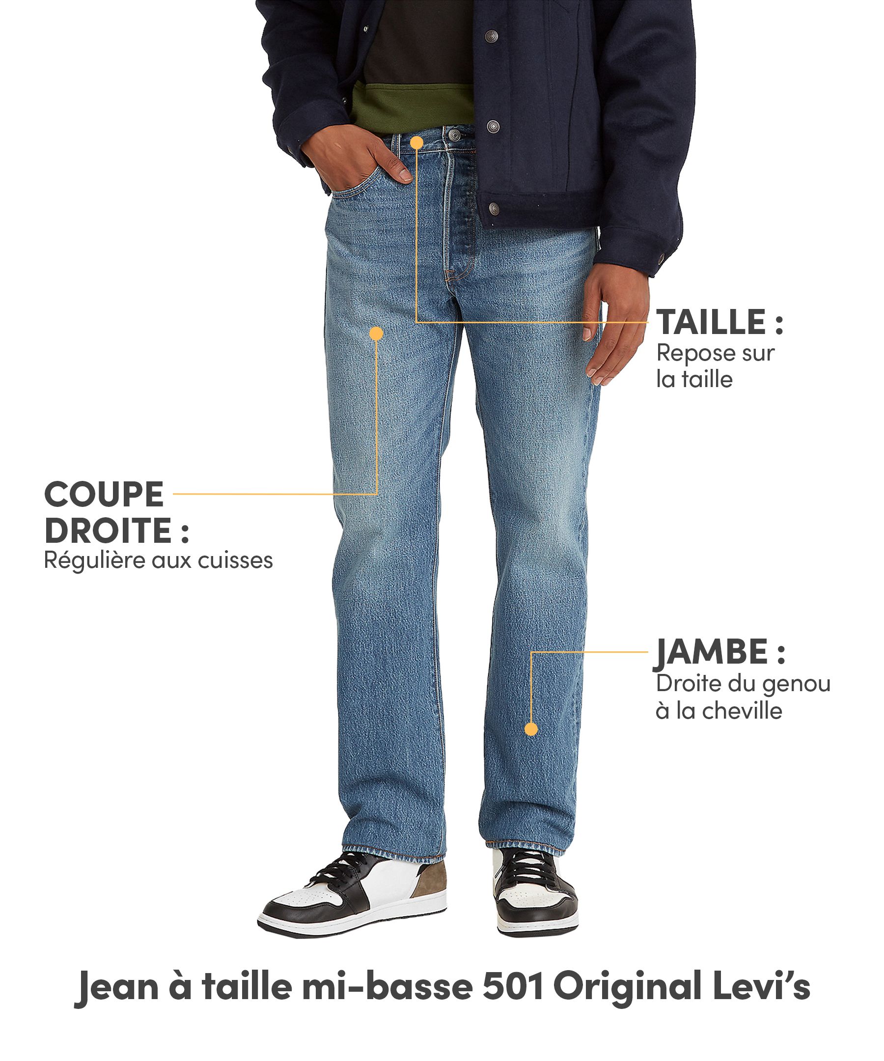 Jean à coupe droite et taille mi-basse pour hommes, L'Original&nbsp;501, Levi's
