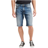 Silver Men's Zac Mid Rise Relaxed Fit Shorts - Light Wash Front_Flat