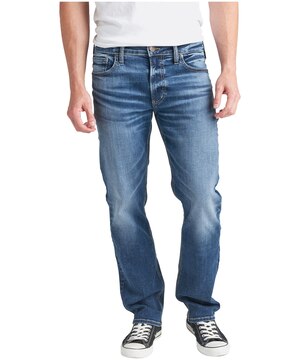 Jean Allan de coupe classique à jambe droite pour hommes, Silver