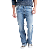 Jean Zac de coupe décontractée à jambe droite pour hommes, Silver Front_Flat