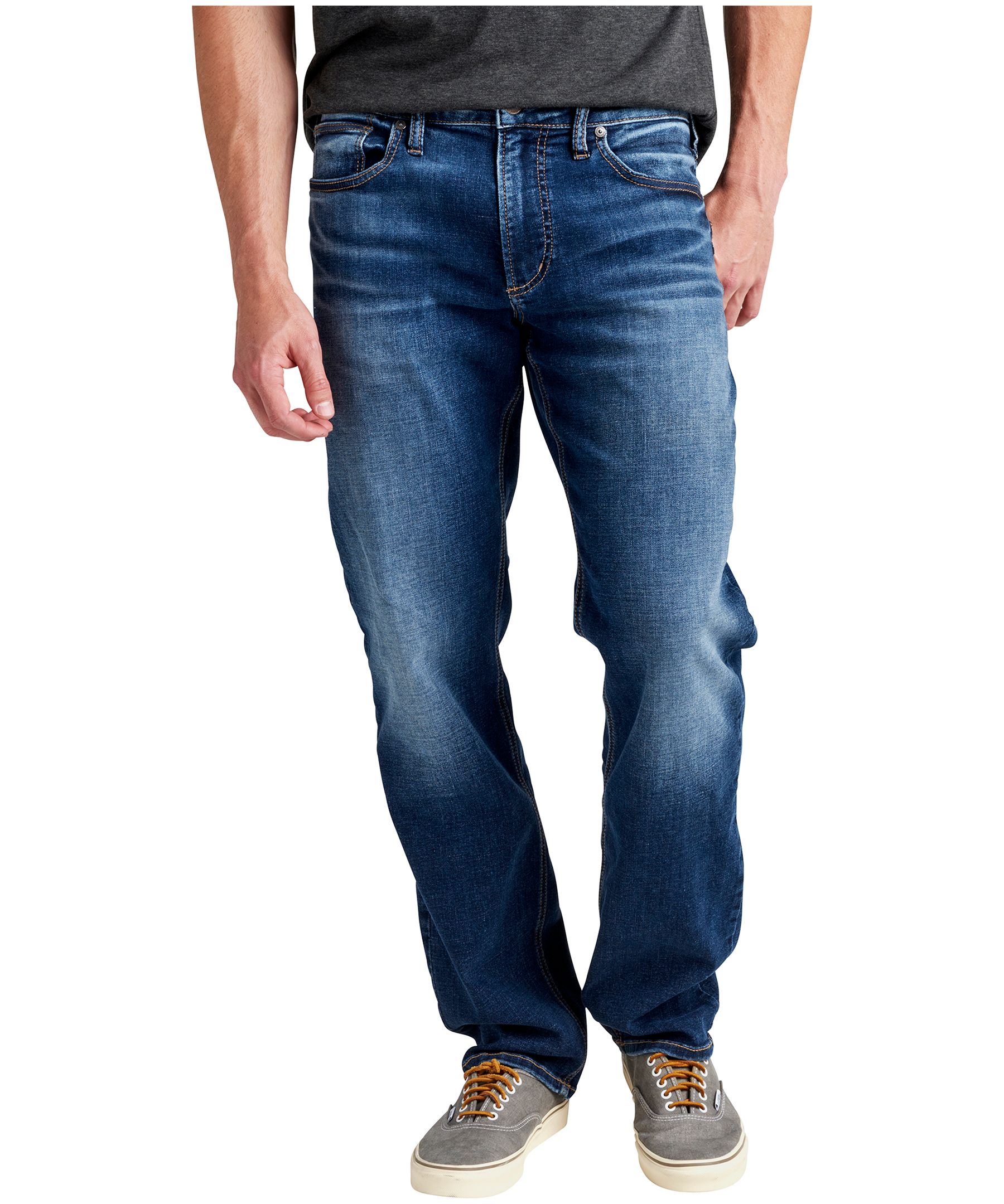 Silver Men's Eddie Tapered Leg Relaxed Fit Jeans | Marks