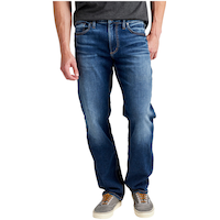Silver Men's Eddie Athletic Fit Tapered Leg Jeans Front_Flat