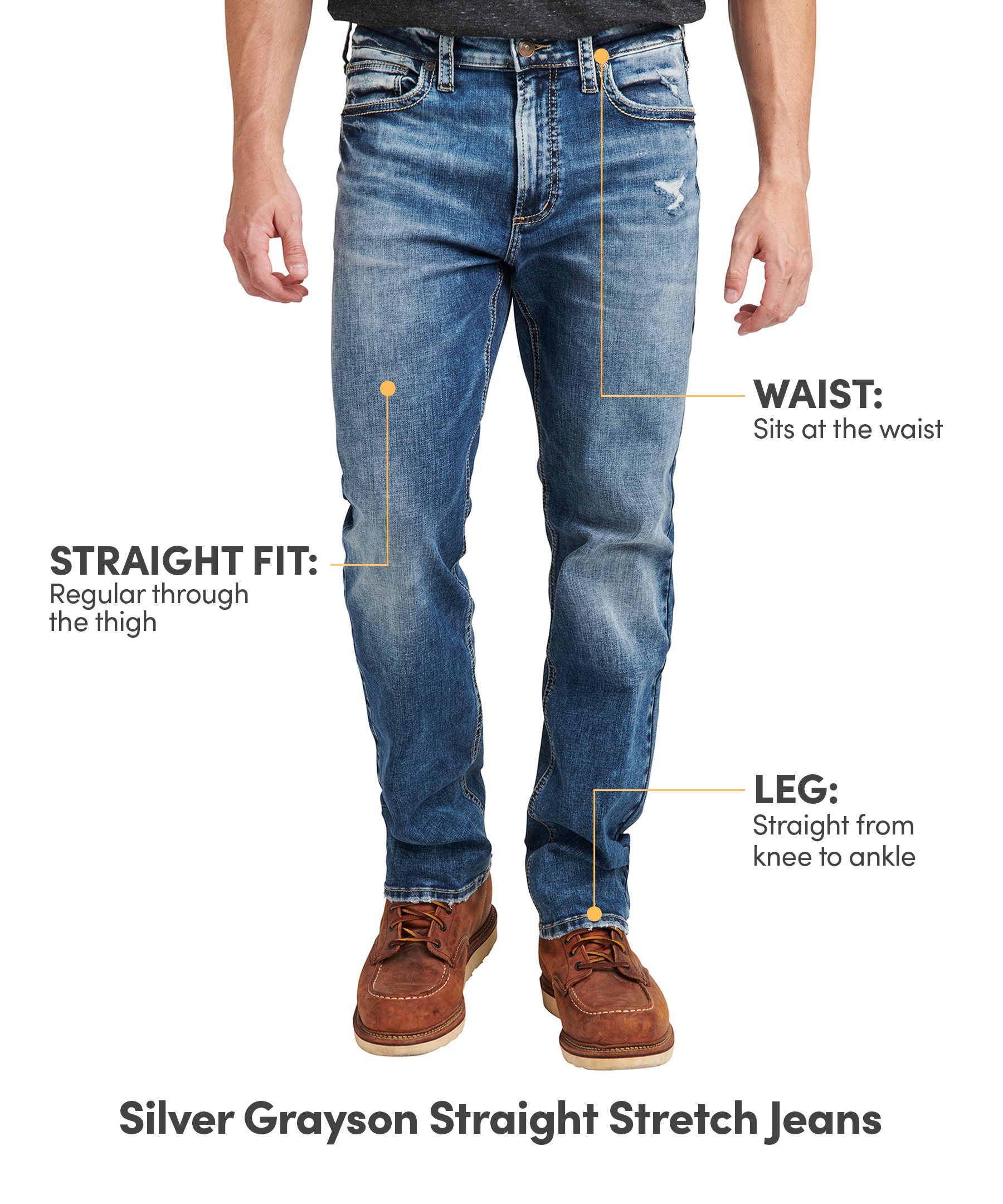 Silver Men's Grayson Easy Fit Straight Leg Stretch Denim Jeans