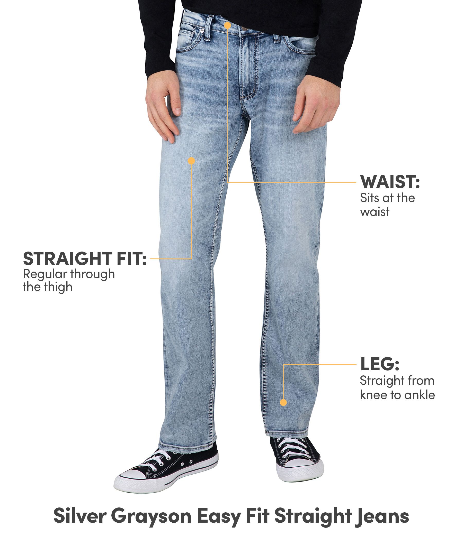 Silver Men's Grayson Mid Rise Easy Fit Straight Leg Jeans