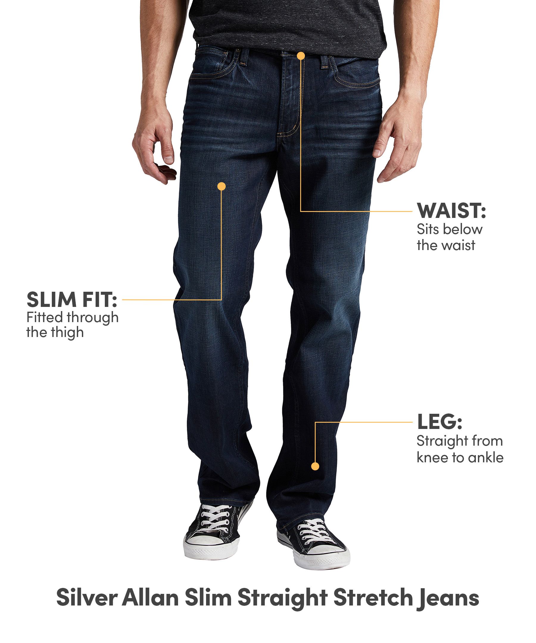 Fit Narrow Leg Opening Mens Jeans Cavani Elliot Navy Long Stretch