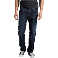 Silver Men's Allan Mid Rise Slim Straight Fit Stretch Denim Jeans Front_Flat