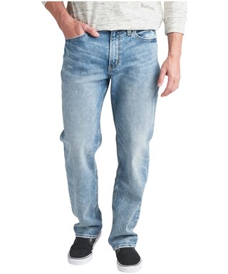 Silver Men's Hunter High Rise Loose Fit Tapered Leg Stretch Denim Jeans