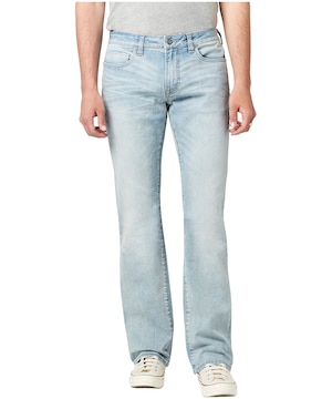 Jean étroit à jambe semi-évasée délavé clair pour hommes, King