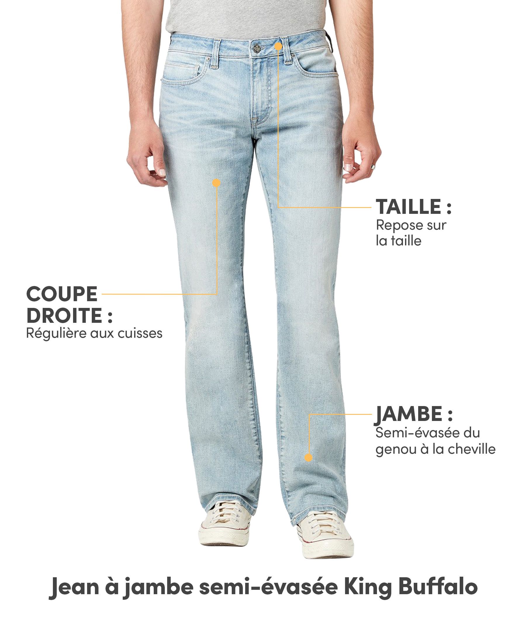 Jean étroit à jambe semi-évasée pour hommes, King