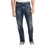 Jean à coupe ample et à jambe droite pour hommes, Gordie, Silver Front_Flat