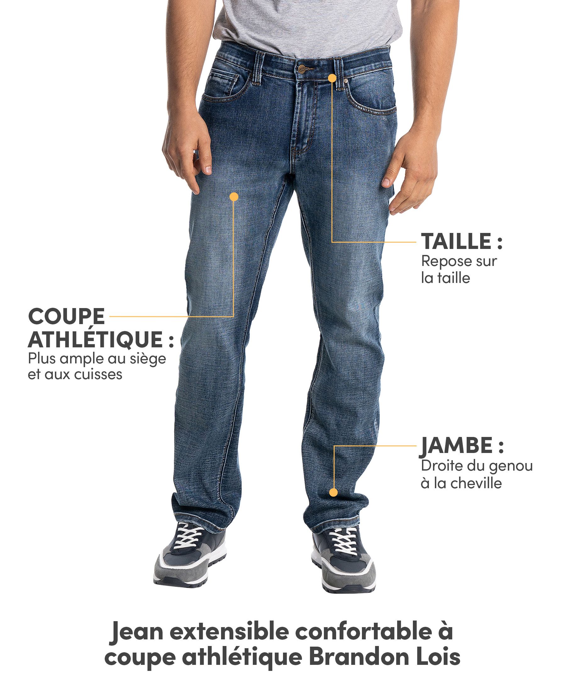 Jean en denim extensible coupe sportive pour hommes, Lois, Brandon