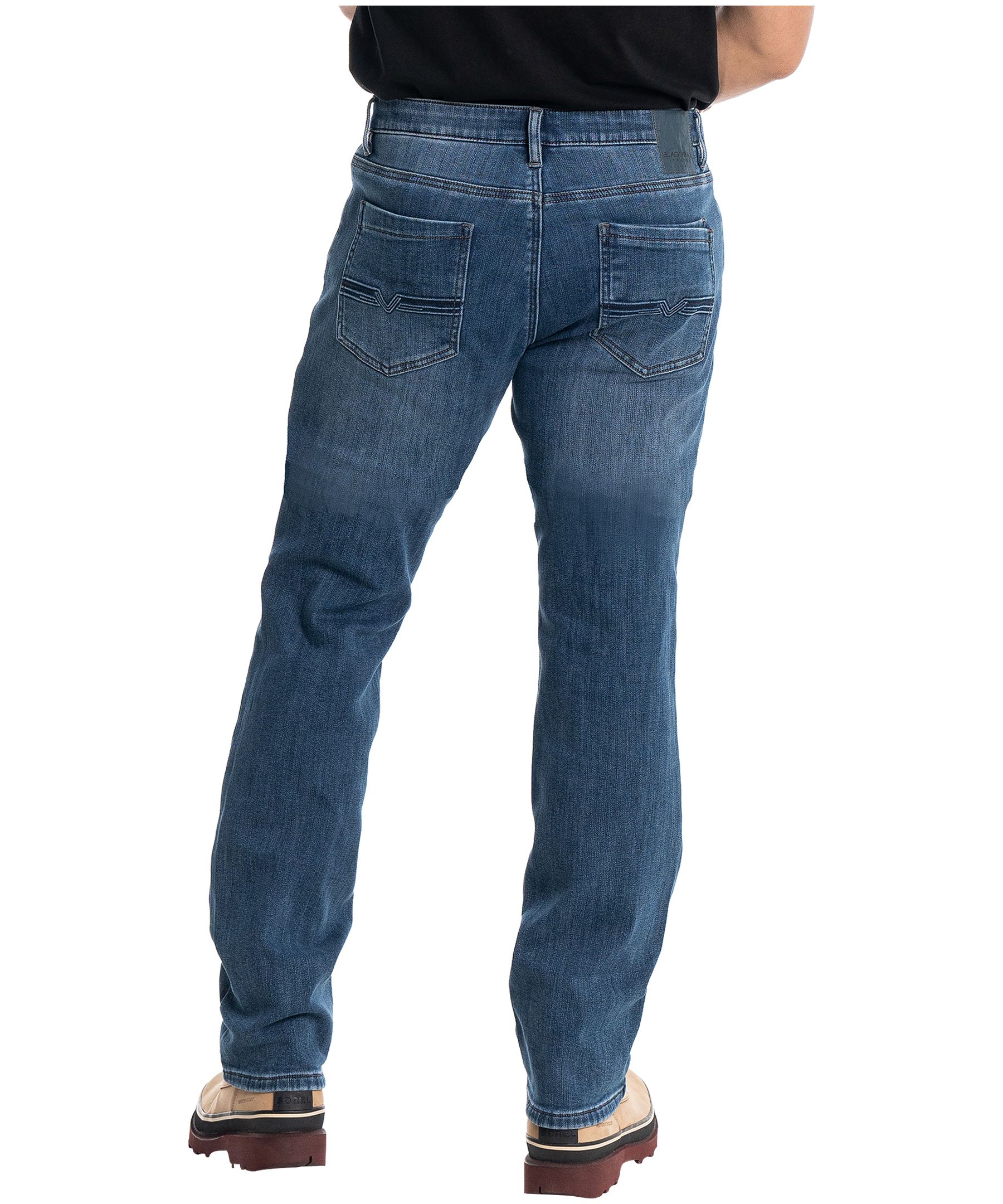 Pantalon coupe décontractée à taille mi-basse en denim extensible pour hommes, Black Bull