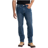 Pantalon coupe décontractée à taille mi-basse en denim extensible pour hommes, Black Bull Front_Flat